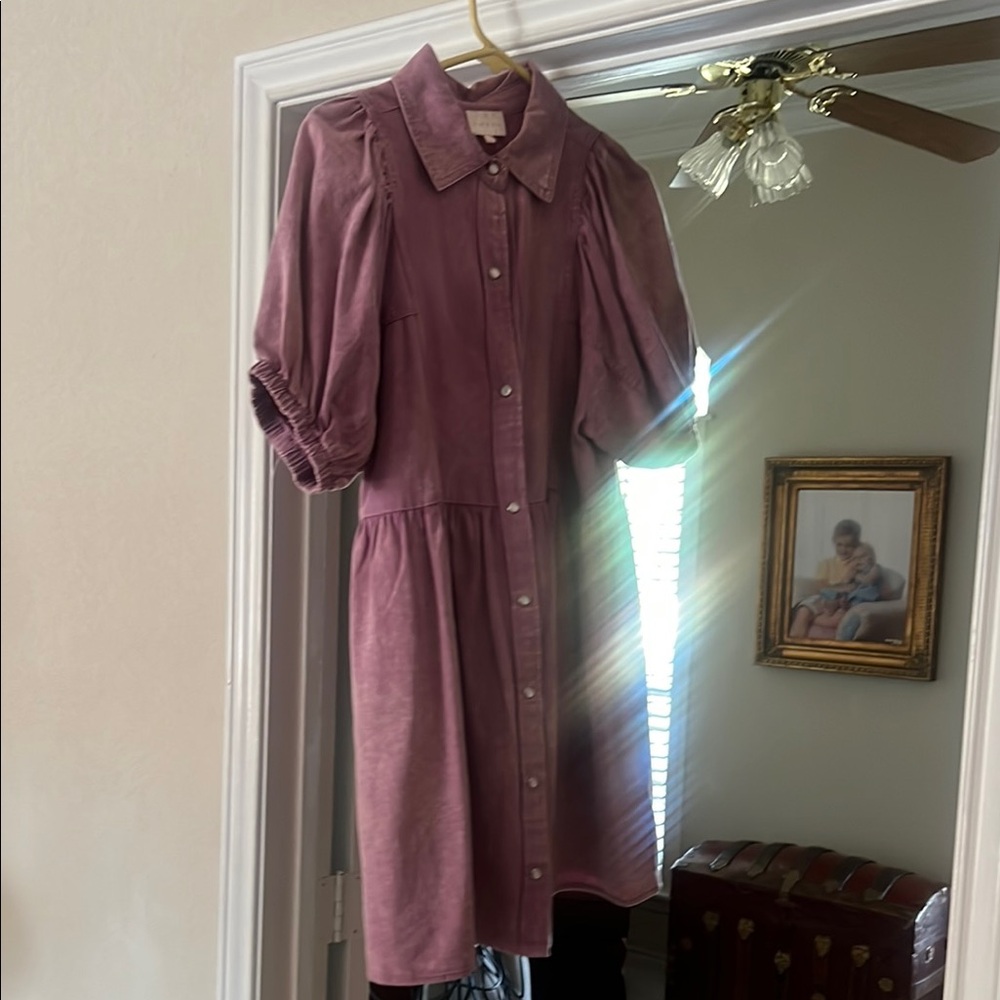 Elegant Mauve Button-Down Dress